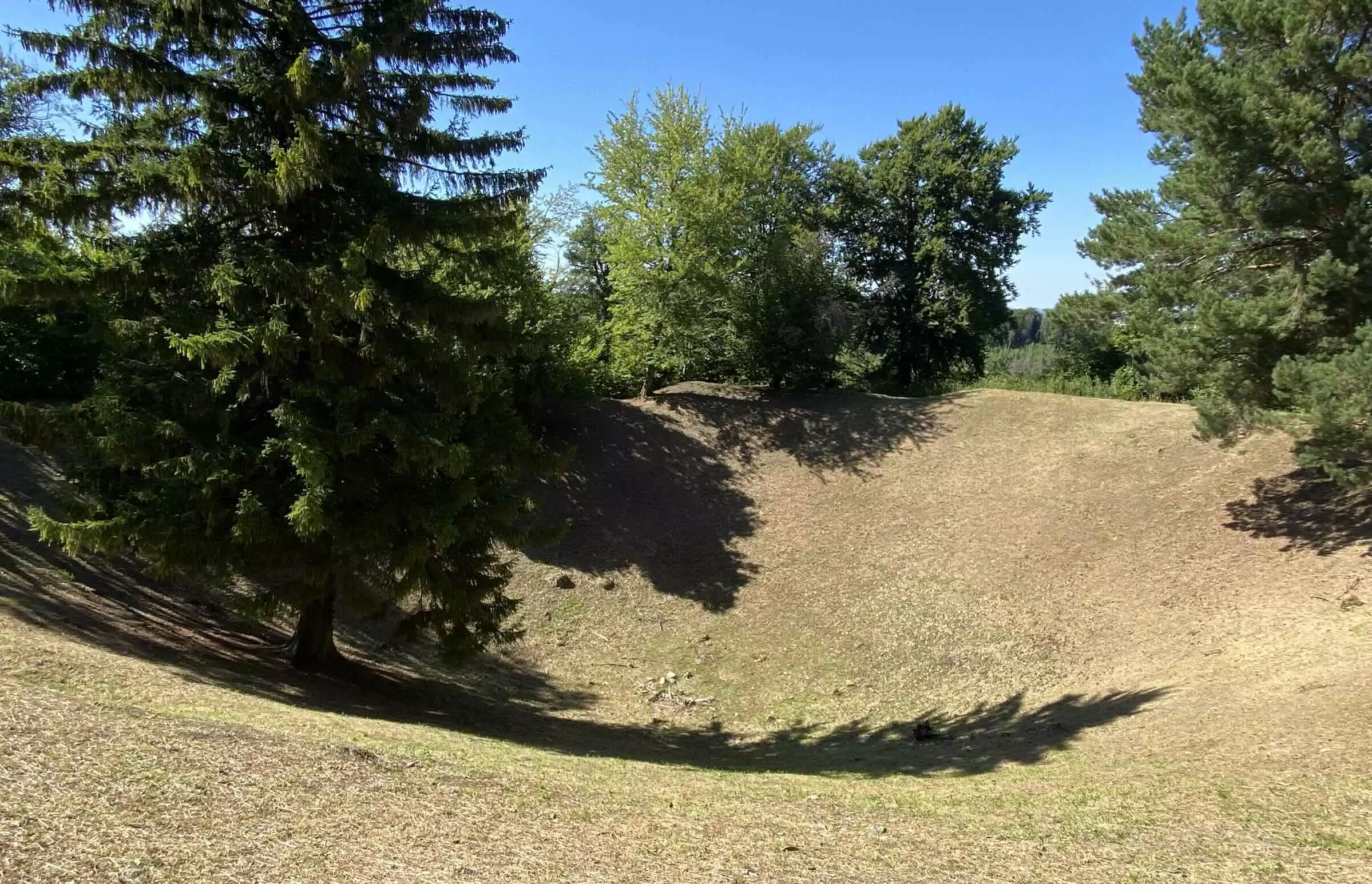 À Les Eparges (Meuse), un cratère d’obus de la guerre de 1914-1918 © R. Lecocq