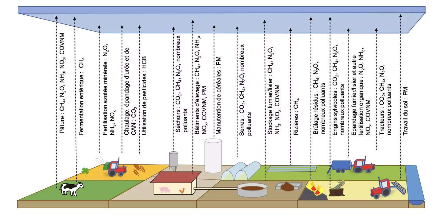 Postes d’émissions de l’agriculture (Source : Citepa)