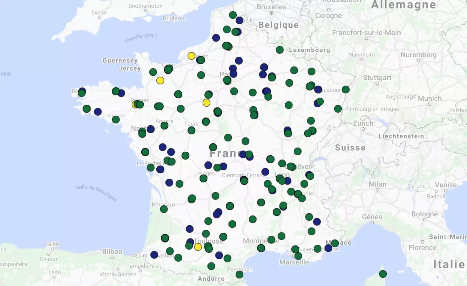 La carte des 218 opérateurs agréés pour réaliser un diagnostic carbone (Crédit : ministère de l'Agriculture)