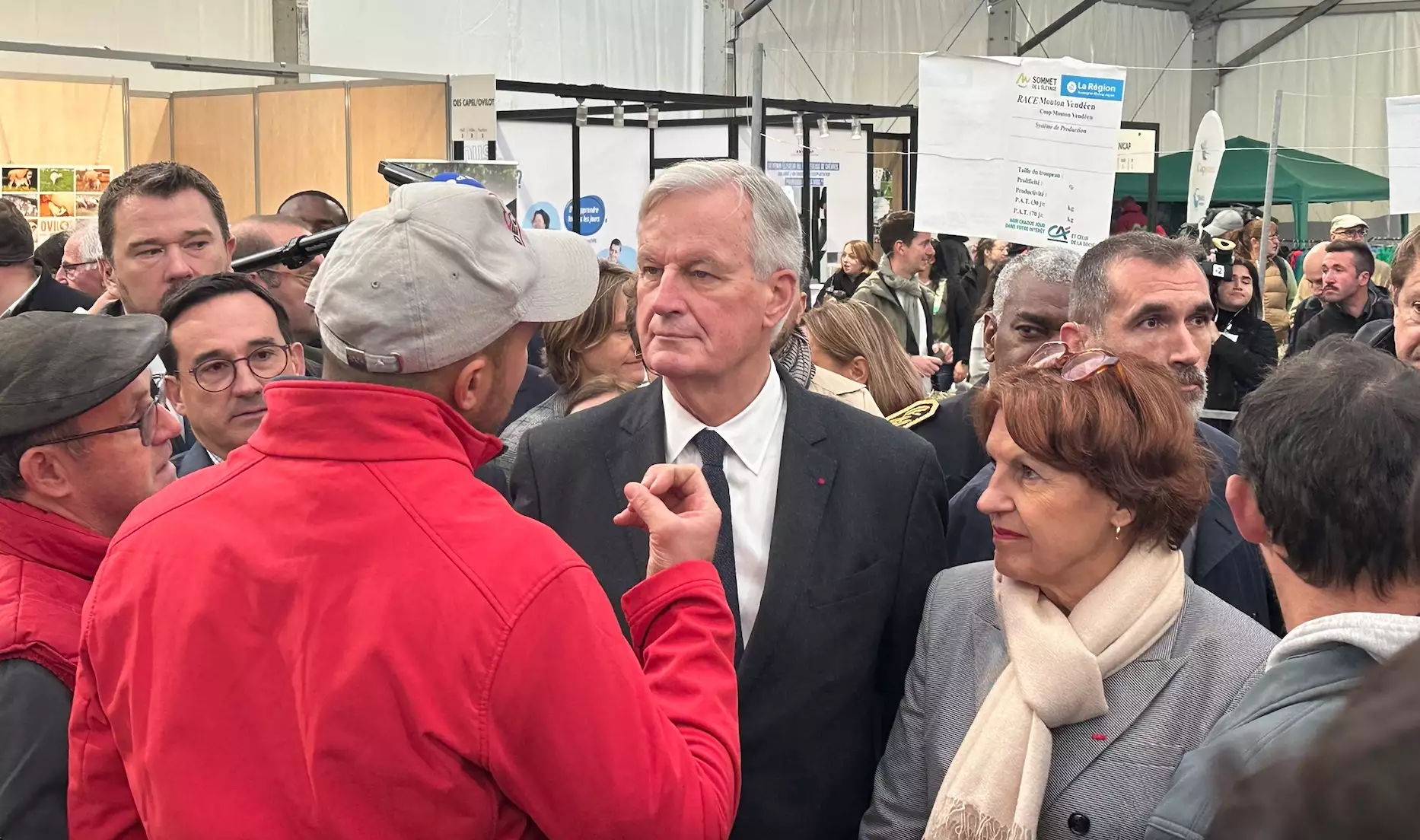 Michel Barnier et Annie Genevard, le 4 octobre au Sommet de l’élevage (Crédit photo : R. Lecocq)