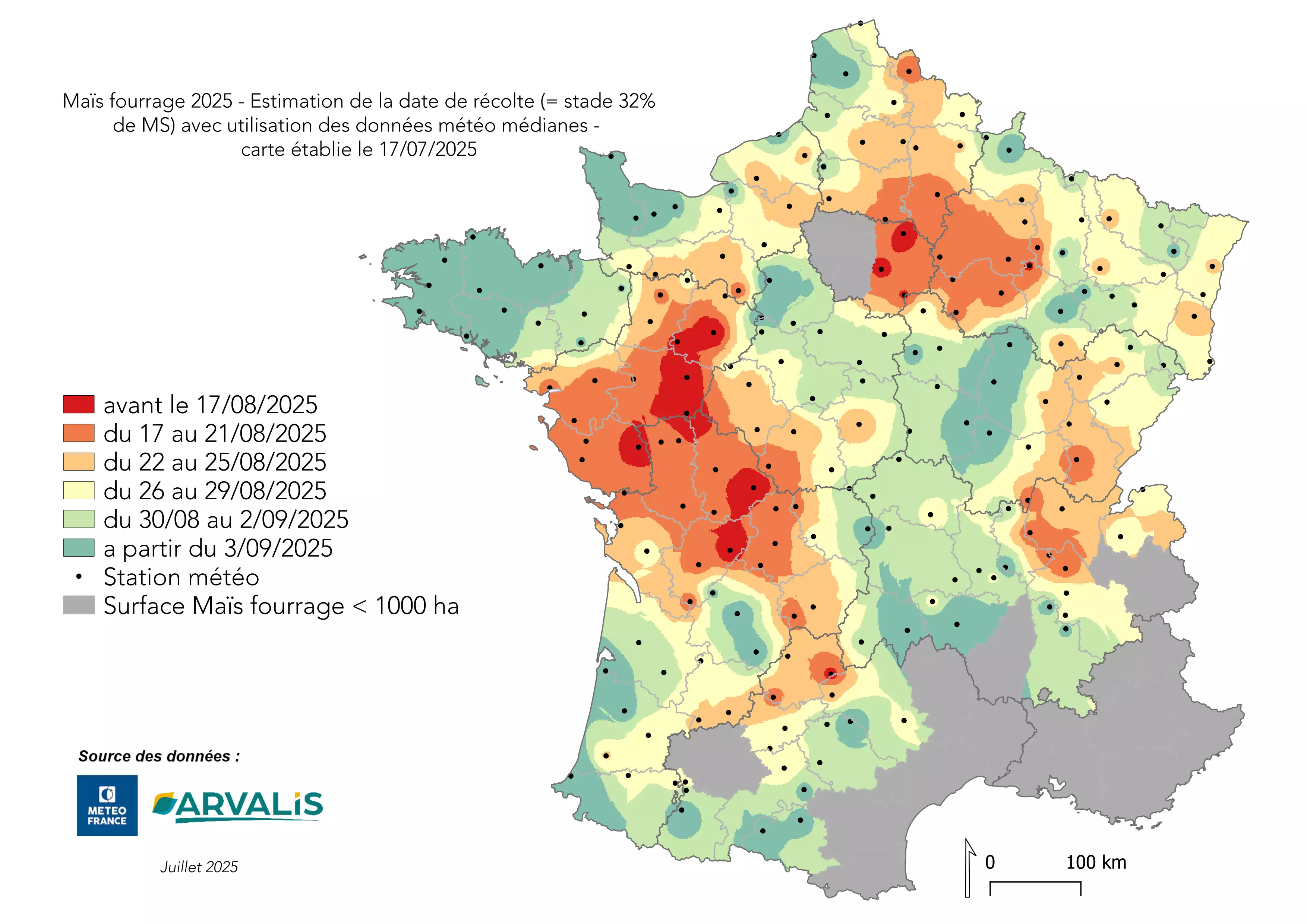 Estimation de la date de récolte des ensilages de maïs (Source : Arvalis)