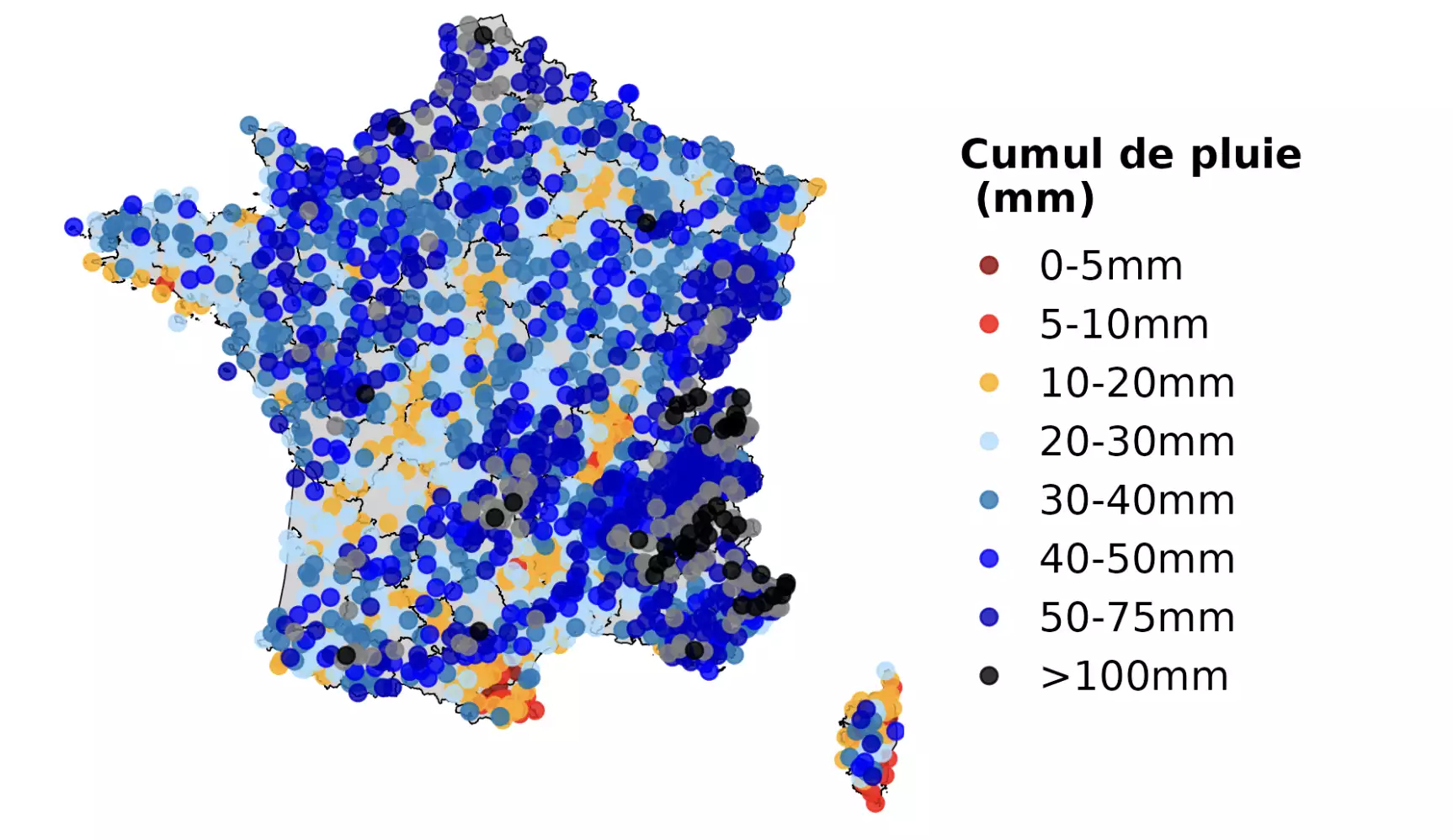 Cumul des précipitations entre le 14 et le 28 août 2026 (Source : AléaPluie)