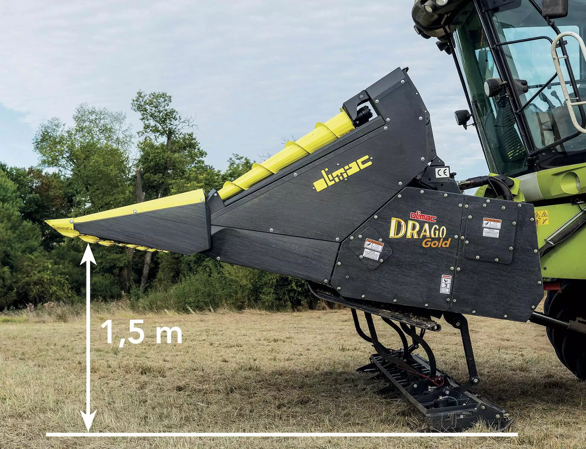 Drago Gold : cueilleur à tournesol avec broyeur hydraulique (Crédit photo : Olimac)