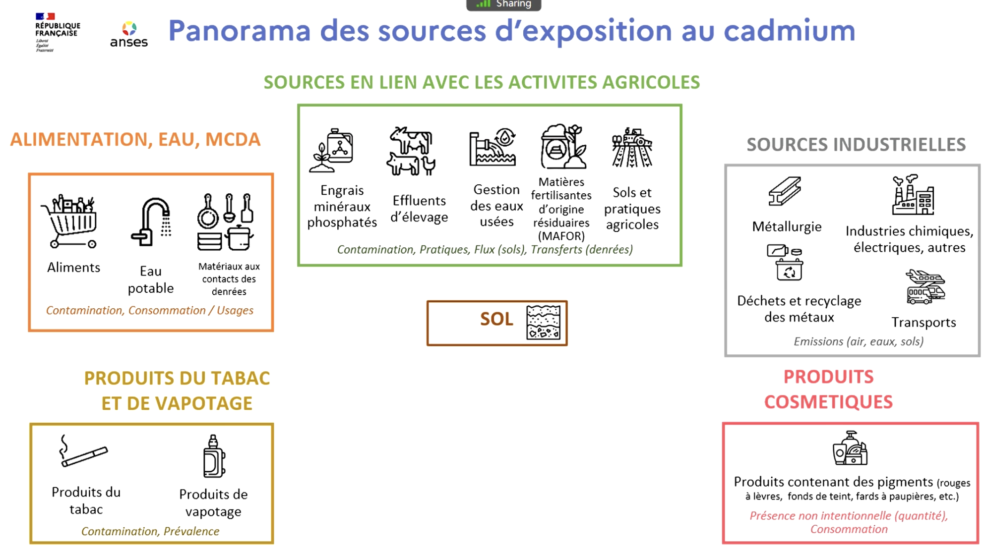 Panorama des sources d’exposition au cadmium (Source : Anses)