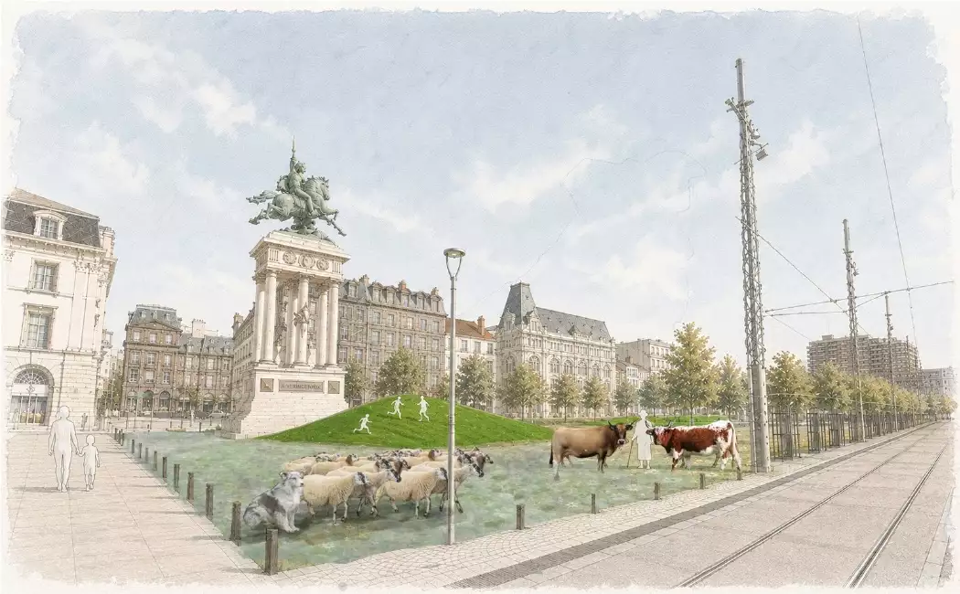 La Place de Jaude en version immersive des paysages du Massif central © Sommet de l’élevage