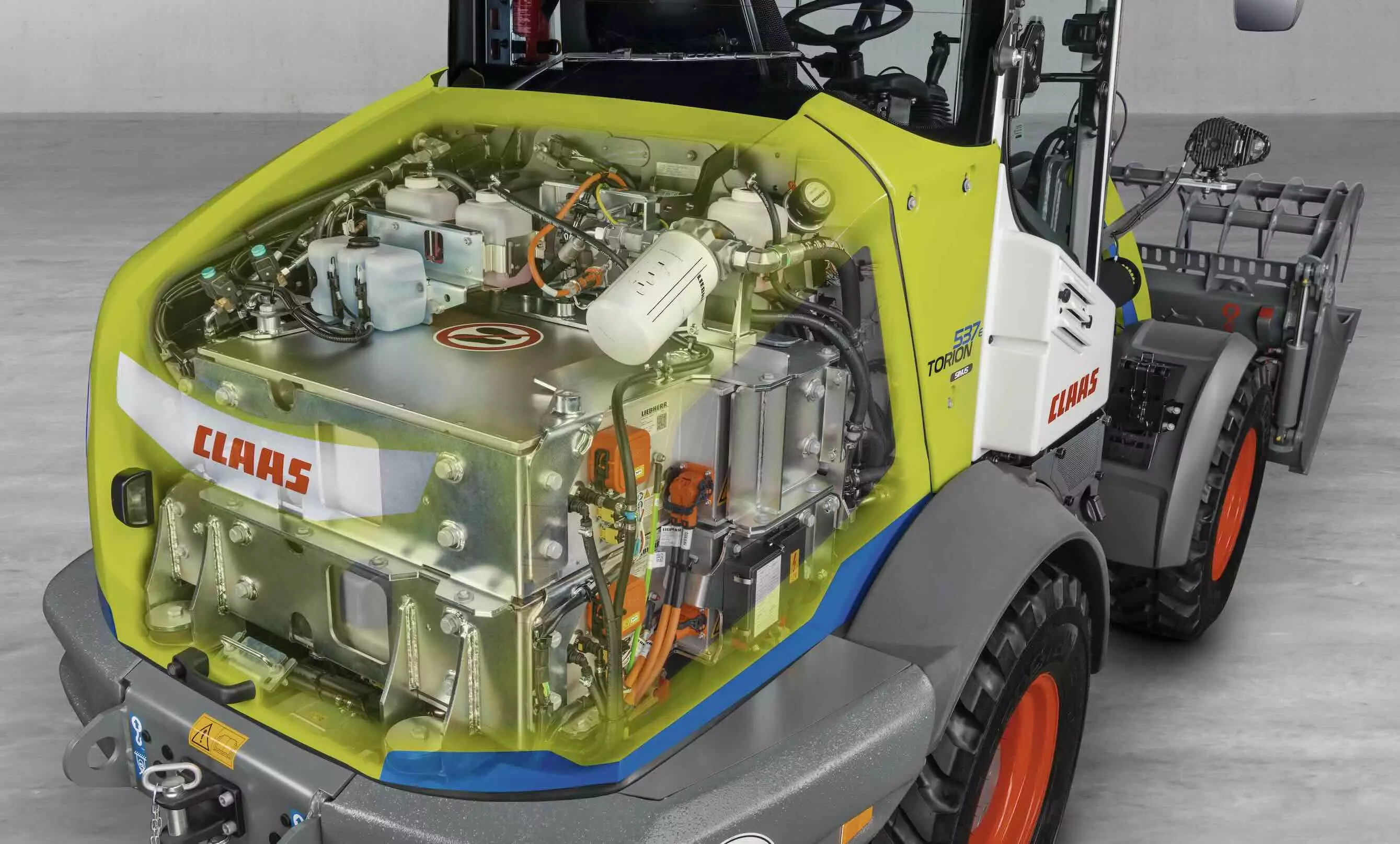 En conditions de travail, la chargeuse fournit jusqu’à 30 kW pour la traction et 15 kW pour l’entraînement de la pompe hydraulique © Claas