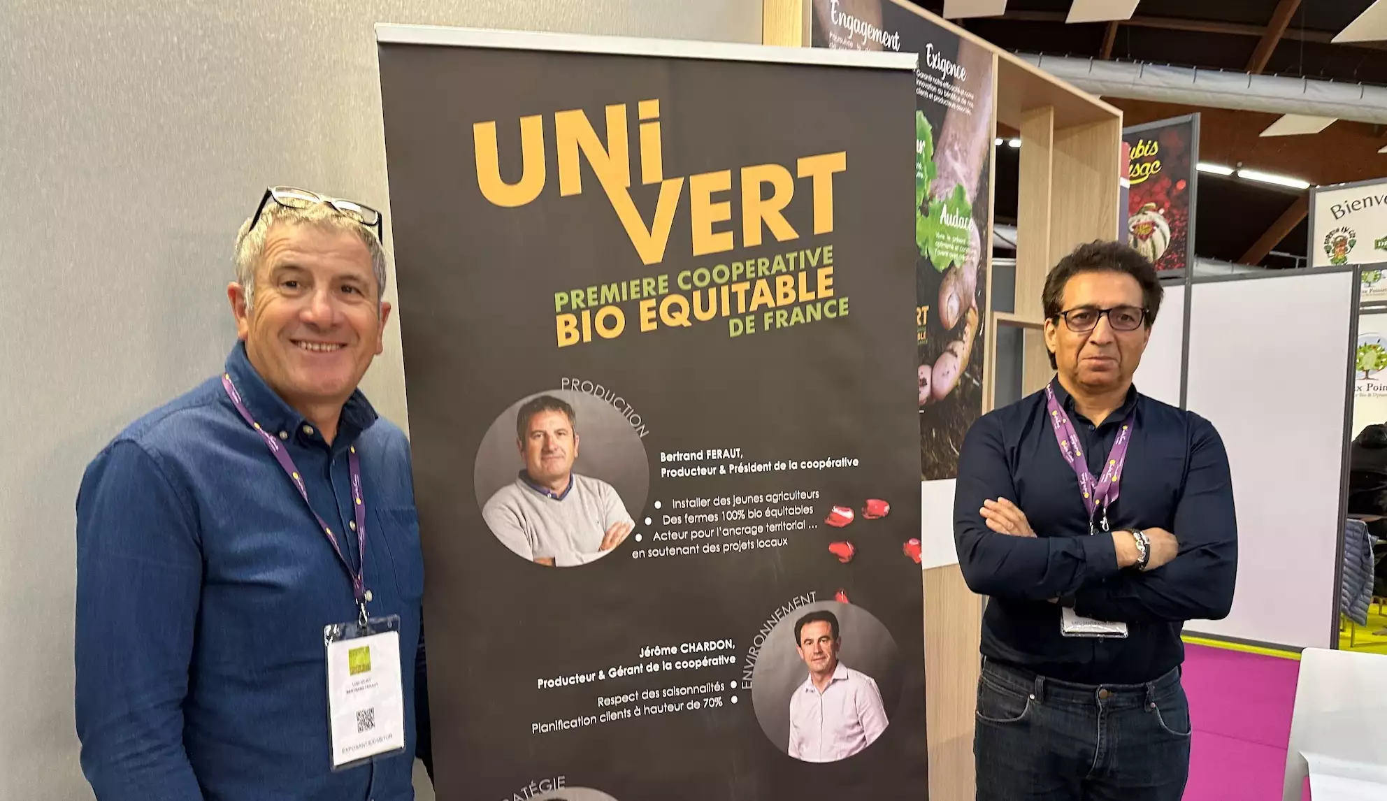 Bertrand Feraut (à Gauche) et Nordine Arfaoui, respectivement président et directeur d’Uni-Vert, au medFEL 2024 à Perpignan (Pyrénées-Orientales) (Crédit photo : R. Lecocq)