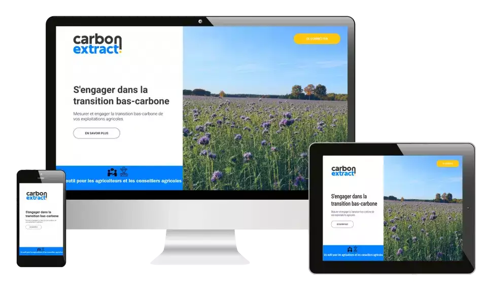 Carbon Extract est un outil web en ligne, simple d’accès, à destination des conseillers agricoles et des agricultures pour un accompagnement pas à pas des agriculteurs dans leur transition bas-carbone (bilan carbone, simulateur, projet) (Crédit photo : Agrosolutions)