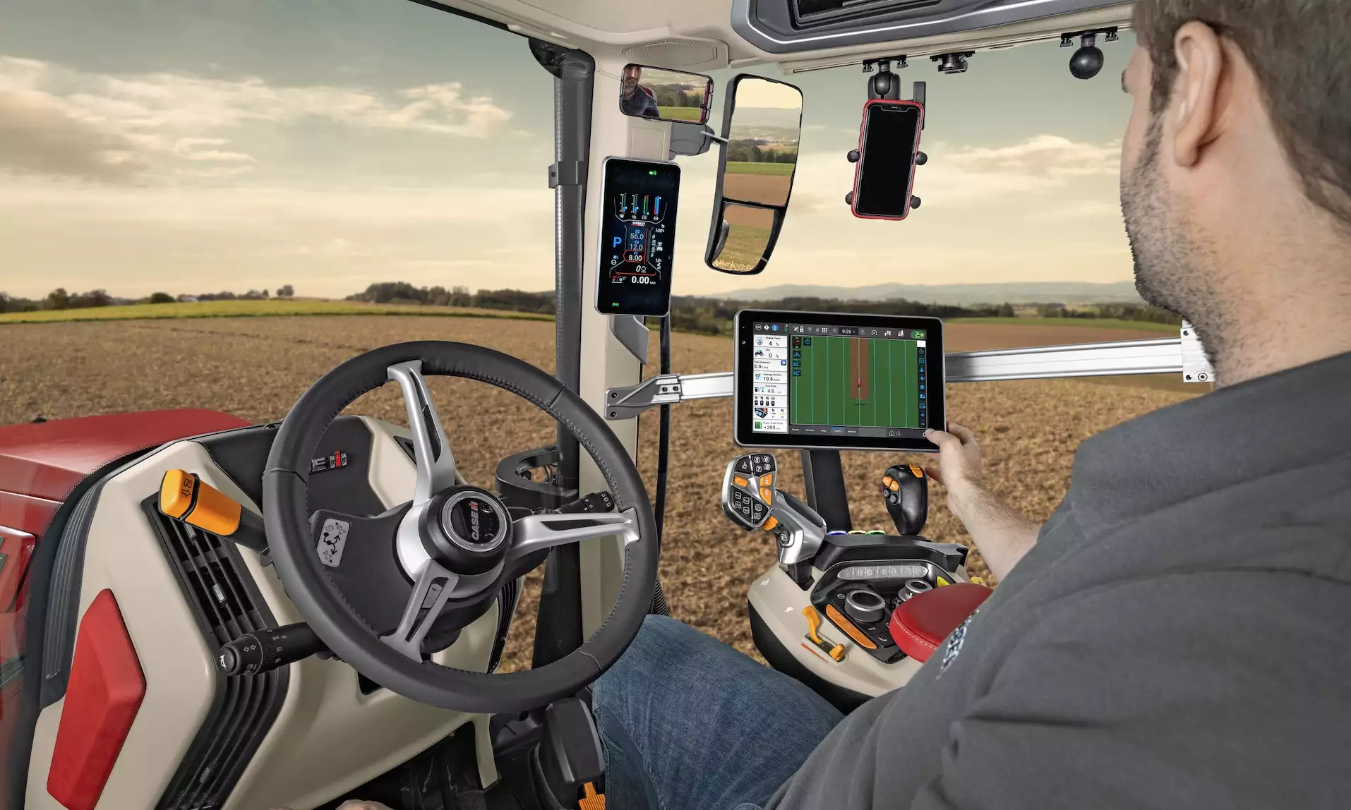 Le nouveau Puma 260 CVXDrive embarque le système AFS Connect, qui comprend le moniteur à écran tactile AFS Pro 1200, le système d'exploitation AFS Vision Pro et le récepteur AFS Vector Pro